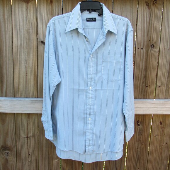 Christian Dior Other - Christian Dior Men Button-up Dress shirt 16/32-33 Bluish Gray w/ White stripes